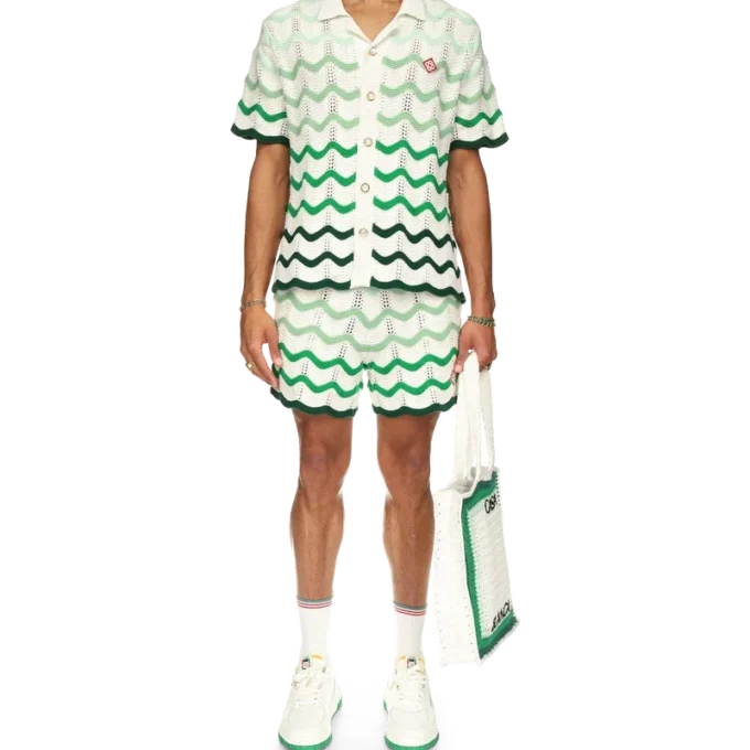 Wavy Gradient Crochet Shorts