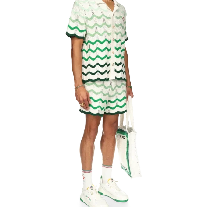 Wavy Gradient Crochet Shorts